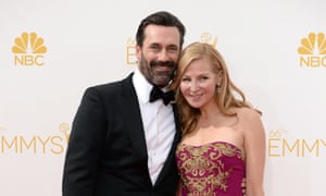 Jon Hamm and Jennifer Westfeldt at the 2014 Emmys.