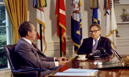 Henry Kissinger, newly appointed secretary of state, with President Richard Nixon in the Oval Office, Washington, 1973.