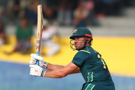 Marcus Stoinis blasted 45 off 29 balls to help Australia to 182 off their 20 overs.