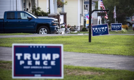 Lawn signs for Donald Trump and Mike Pence are seen in Pennsylvania in August 2020. 