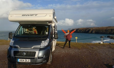 Emma Jane Unsworth with her motorhome in Durness, Scotland
