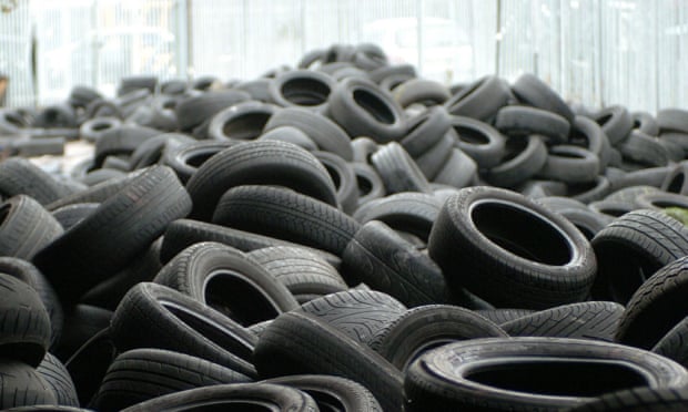 A pile of car tyres