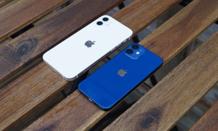 The iPhone 12 (left) and the 12 mini