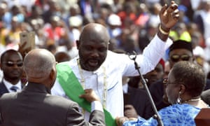 Liberia’s president-elect George Weah at his swearing-in ceremony in Monrovia