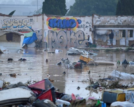 A flooded slum area in Picanya