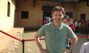 Author and broadcaster Michael Bristow outside Chairman Mao’s home, Beijing, China.