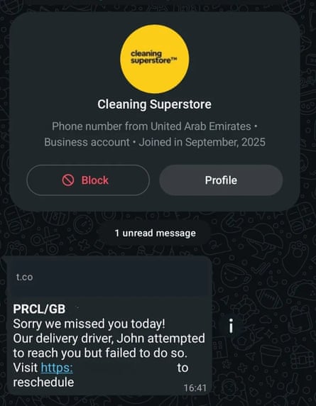 Cleaning Superstore fraudulent text sent through WhatsApp