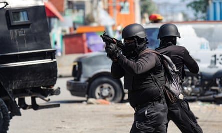 Armed police in Port-au-Prince, Haiti