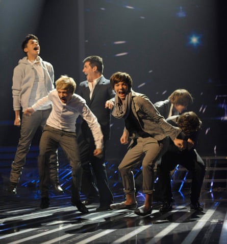 One Direction with Simon Cowell on The X Factor in 2010
