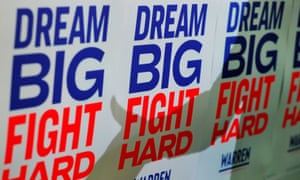 Elizabeth Warren casts a shadow after a campaign Canvass Kick Off in Columbia, South Carolina in February.