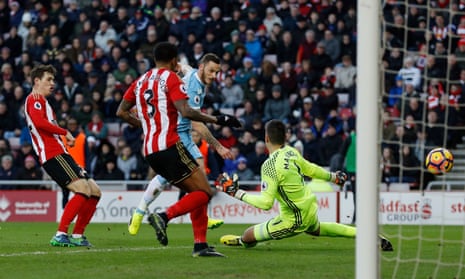 Marko Arnautovic puts Stoke City 2-0 up against Sunderland with his second goal of the match.
