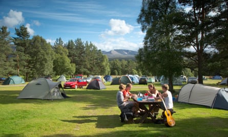 Enjoying a picnic at the campsite at Glenmore Forest Park near Aviemore