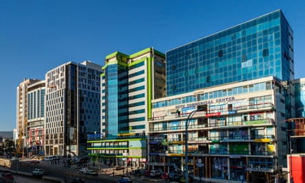 Colourful buildings line the Bole Road, Addis Ababa