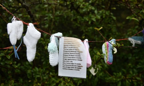 Names of some of the children who died at the Tuam mother and baby home, Ireland, 13 January 2021.