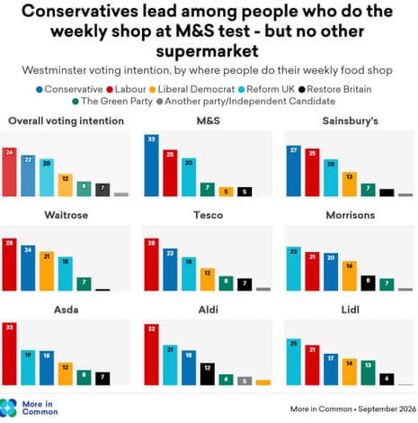 Voting preferences by where people shop