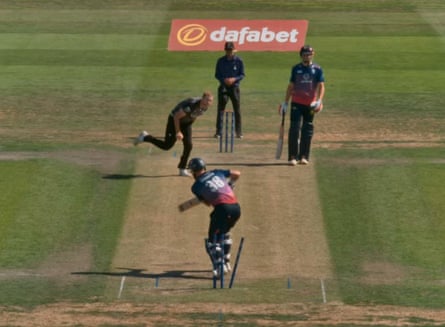 Ben Stokes is bowled for one run by Tom Taylor during the Metro Bank One-Day Cup match between Worcestershire and Durham.
