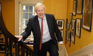 Boris Johnson arriving back at Downing Street from hospital after the birth of his baby son.