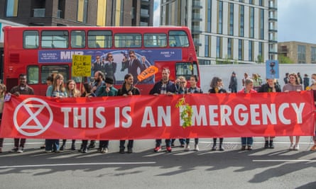 An ugent global issue … Extinction Rebellion protest in London on Friday.