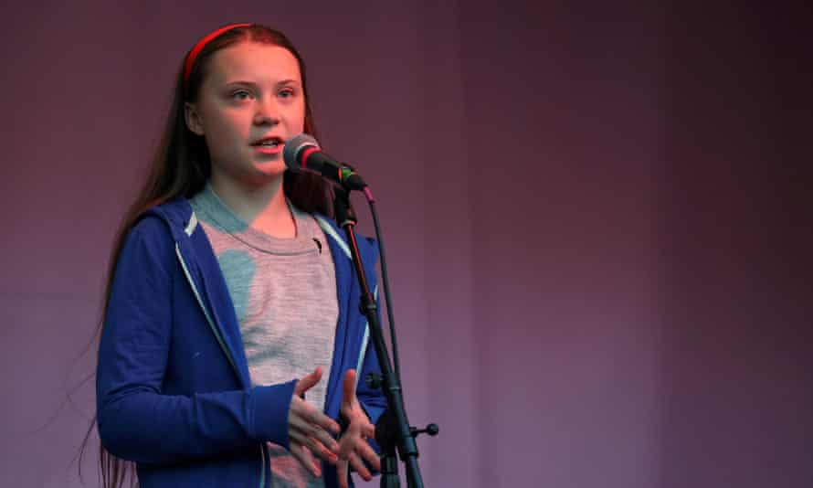 Swedish environmental activist Greta Thunberg speaks in London.