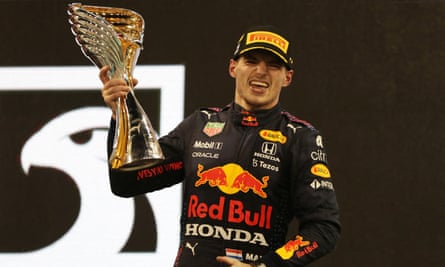Max Verstappen celebrates becoming the F1 world champion in Abu Dhabi in December 2021.