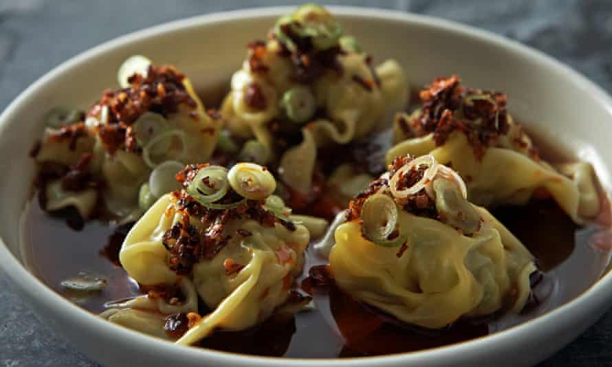 Andrew McConnell's prawn and chicken dumplings with spiced vinegar