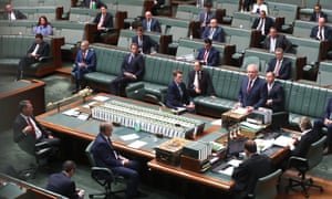 Australia’s prime minister Scott Morrison addresses the scaled-back parliament session
