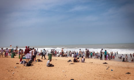 The crowded beach at Calangute, Goa.