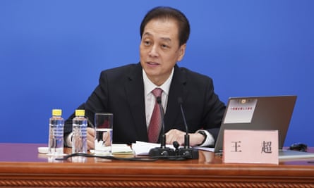 Wang Chao speaks at a press conference on Saturday