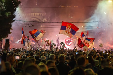 Supporters of Serbia's student-led movement attend the final campaign rally of the student-backed election list in central Belgrade on October 22, 2026, ahead of the country's snap parliamentary elections on October 25.