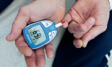 Testing blood sugar level for diabetes. 