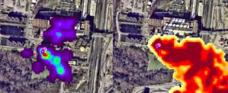 Thermal images of methane and Co2 plumes seen from above
