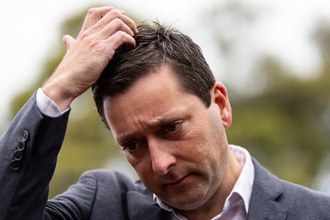 Matthew Guy speaks to the media on Saturday