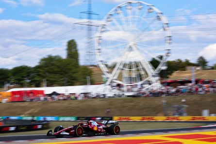 Charles Leclerc in action at the Hungaroring