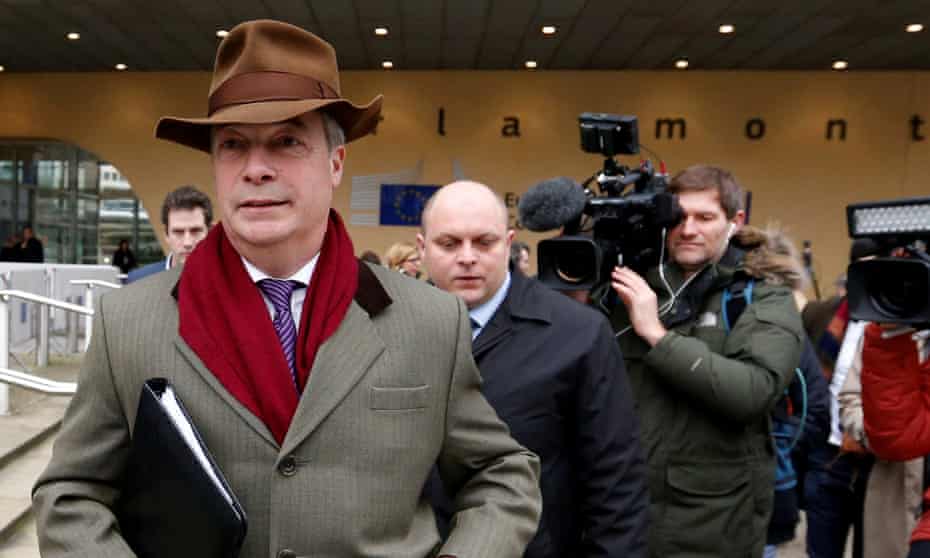 Nigel Farage outside the European commission headquarters in Brussels. 