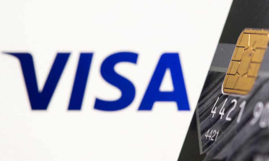 Visa logo and credit card