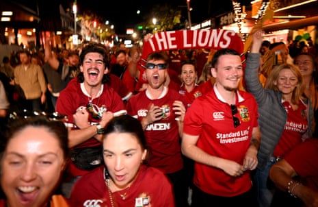 Lions supporters make their way to Suncorp Stadium