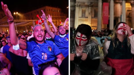 Euro 2020 final: Italy and England fans react to final penalty kick – video