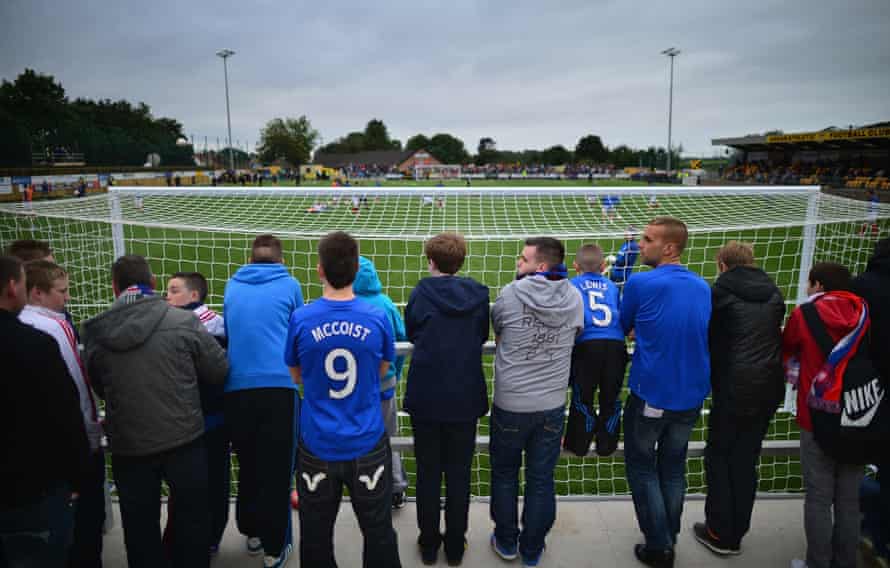Rangers fans see their team in action at Annan Athletic in the third division.