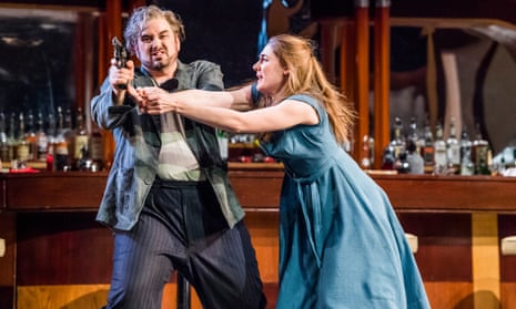 Nicholas Pallesen (Rigoletto) and Sydney Mancasola (Gilda) in Verdi’s Rigoletto at the London Coliseum. 
