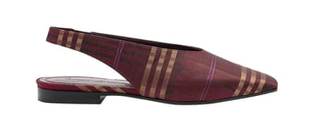 burgundy, tan and brown tartan slingback
