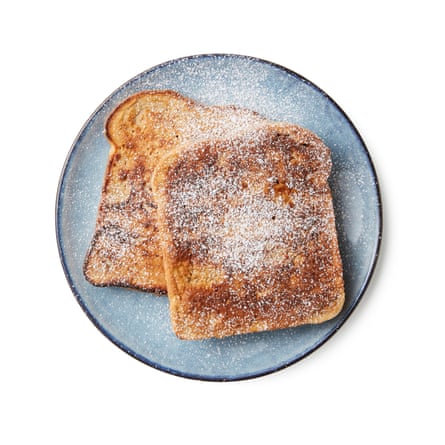 Give the French toast a fine coating of sugar.