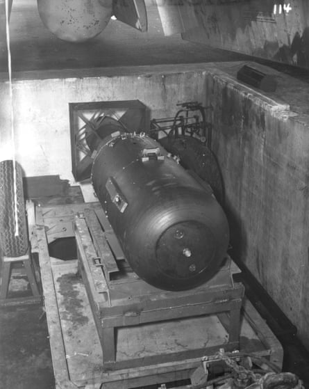 The ‘Little Boy’ bomb at Tinian island before being loaded on to Enola Gay.