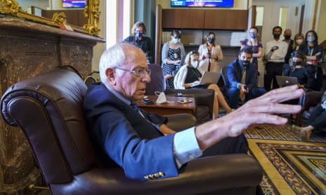 Sanders in Congress last week. He said in the op-ed: ‘We need every Democratic senator to vote yes. We now have only 48. Two Democratic senators remain in opposition, including senator Joe Manchin.’