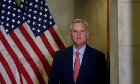 House Speaker Kevin McCarthy emerges from his office on Capitol Hill in Washington.