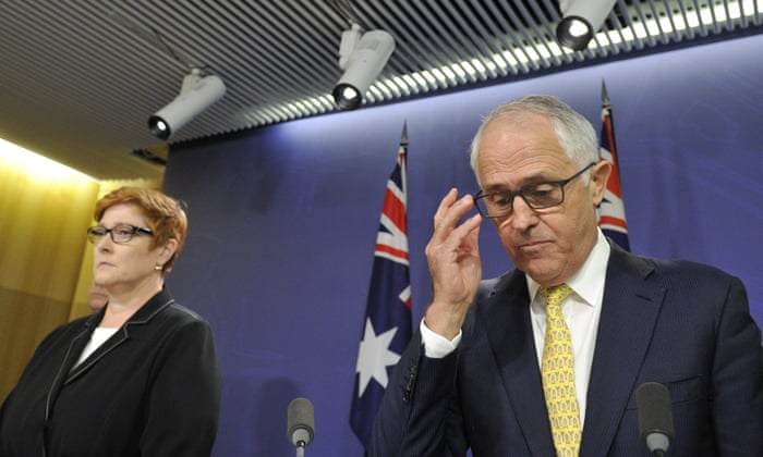 Australian prime minister Malcolm Turnbull and minister for defence Senator Marise Payne.
