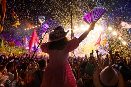 The Finale of Elton John’s show on the Pyramid stage