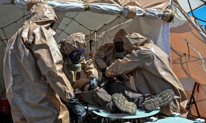 Ukraine’s state emergency service undergoes disaster response drills amid shelling of the Zaporizhzhia nuclear plant