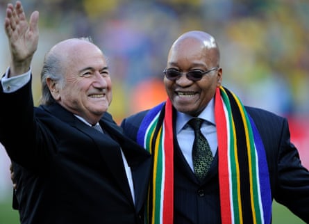 Sepp Blatter and Jacob Zuma at the opening World Cup 2010 match between South Africa and Mexico at Soccer City.