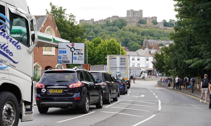 Cars and lorries were stuck in queues to get into the ferry port in Dover on Friday morning.