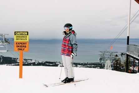 Elizabeth Swaney stands at the top of an expert slope at Heavenly Ski Resort in South Lake Tahoe.